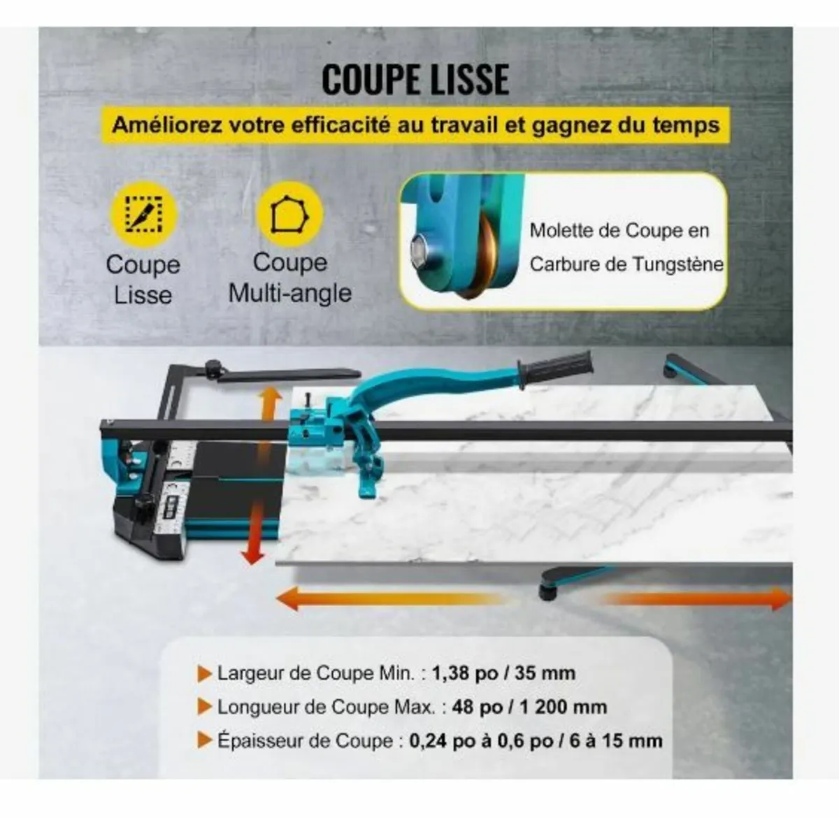 47 Inch Tile Cutter Single Rail Double Brackets - Image 3