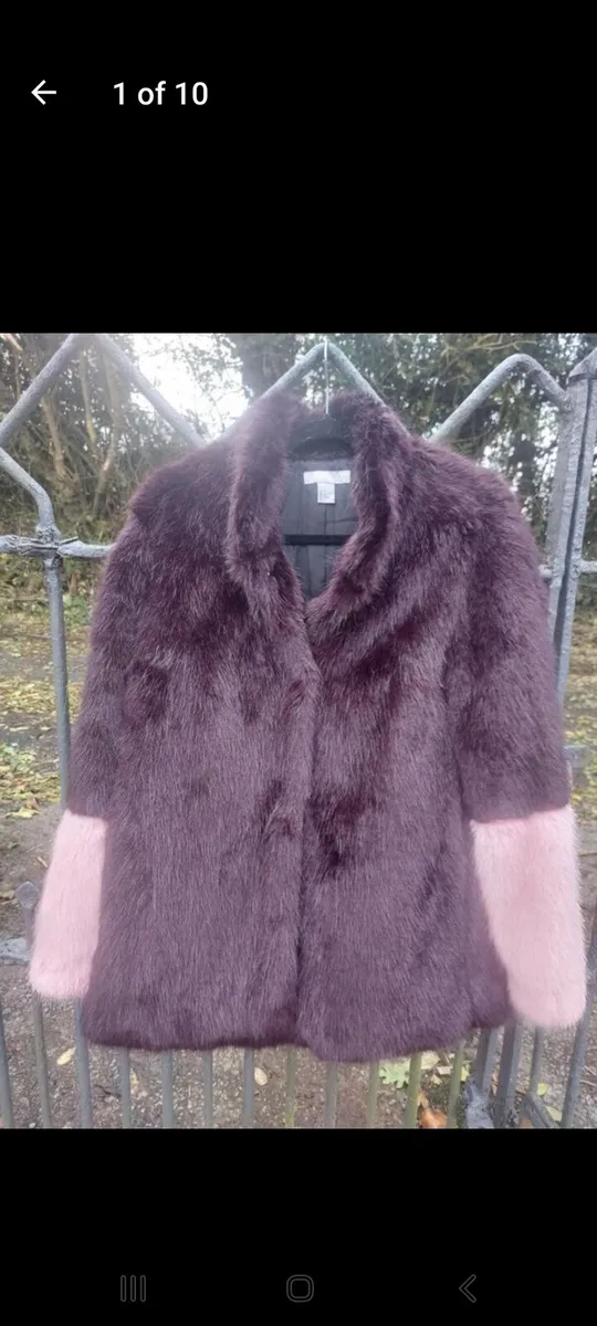 Burgundy faux fur coat (free post) - Image 1