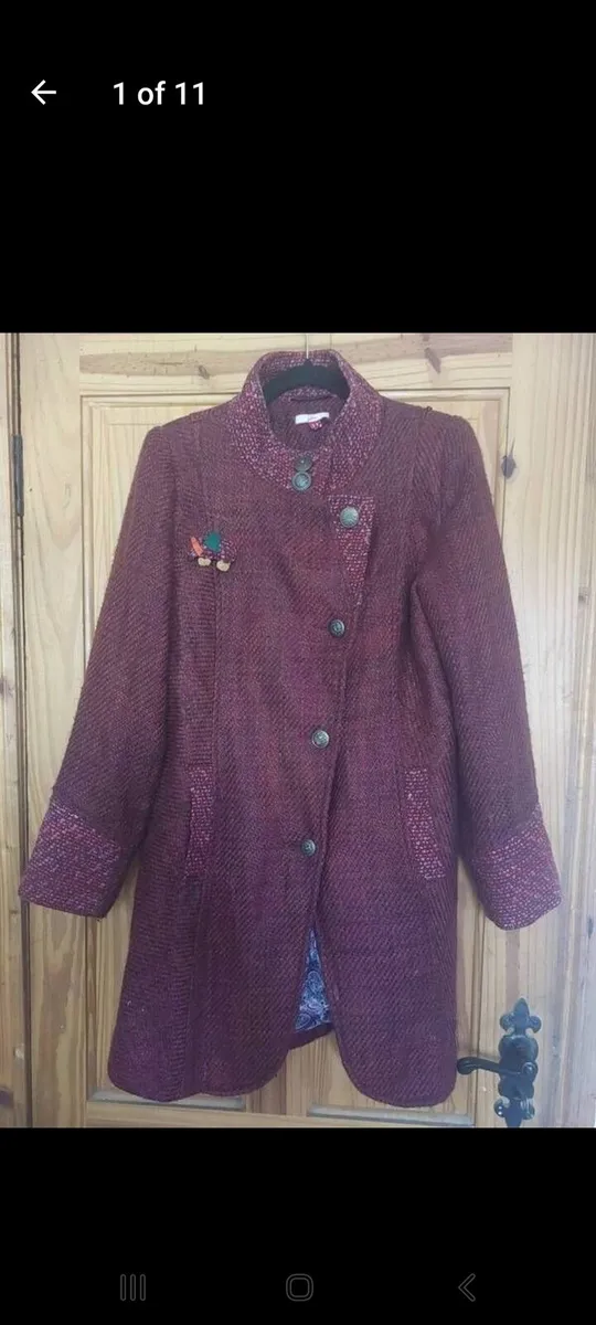 Joe Browns wool mix coat with brooch (free post) - Image 1