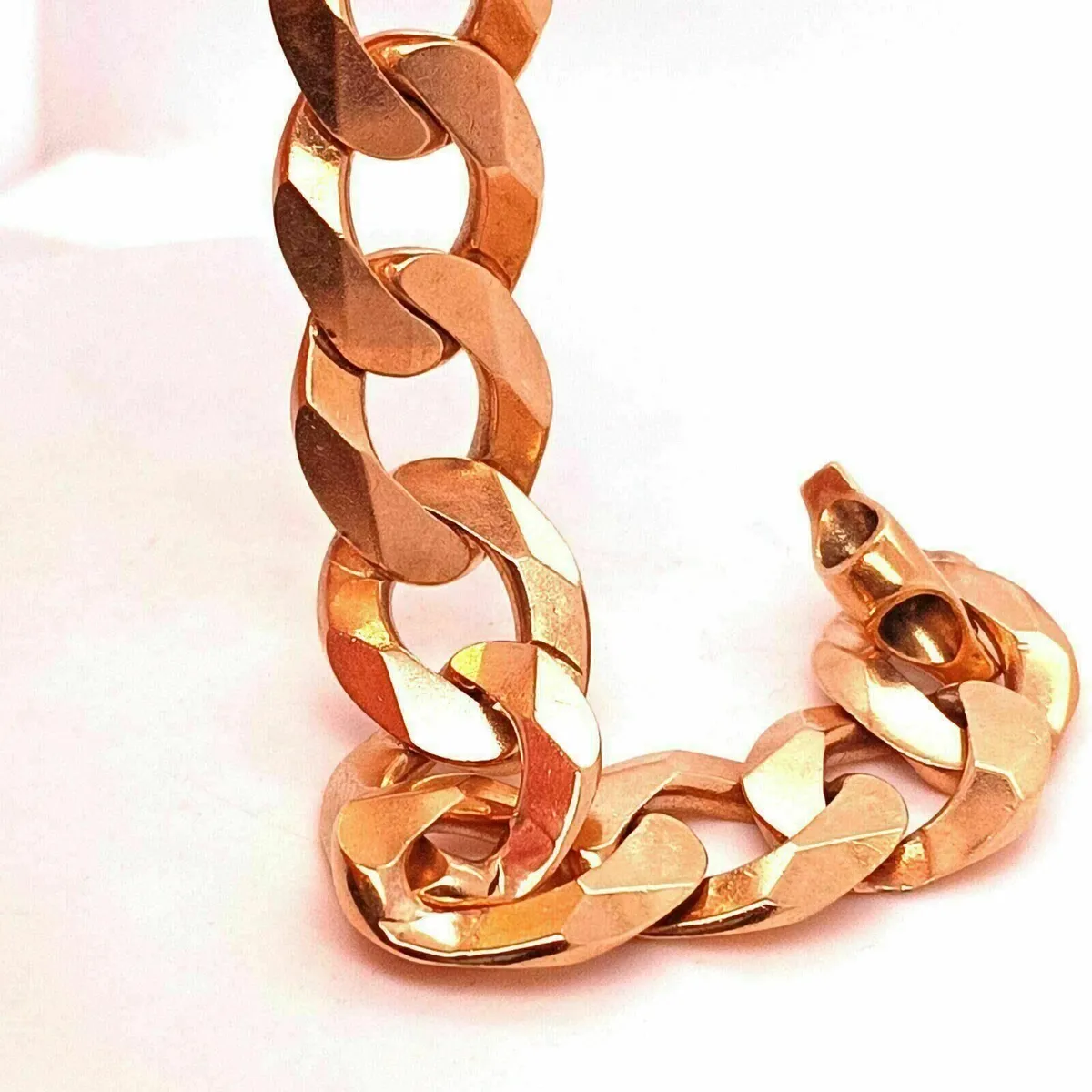 Large Heavy Curb Bracelet, 9k Gold - Image 3