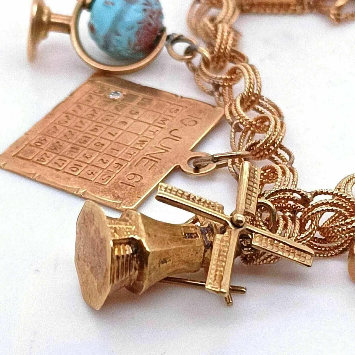 Vintage 14k /18k Charm Bracelet - Image 3