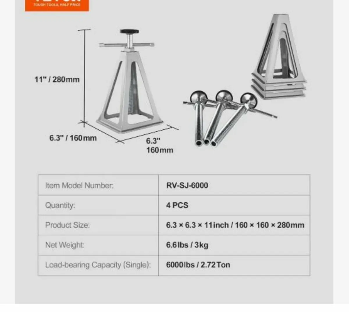 RV Stabilizer Jacks, 4 Pack Aluminum - Image 2