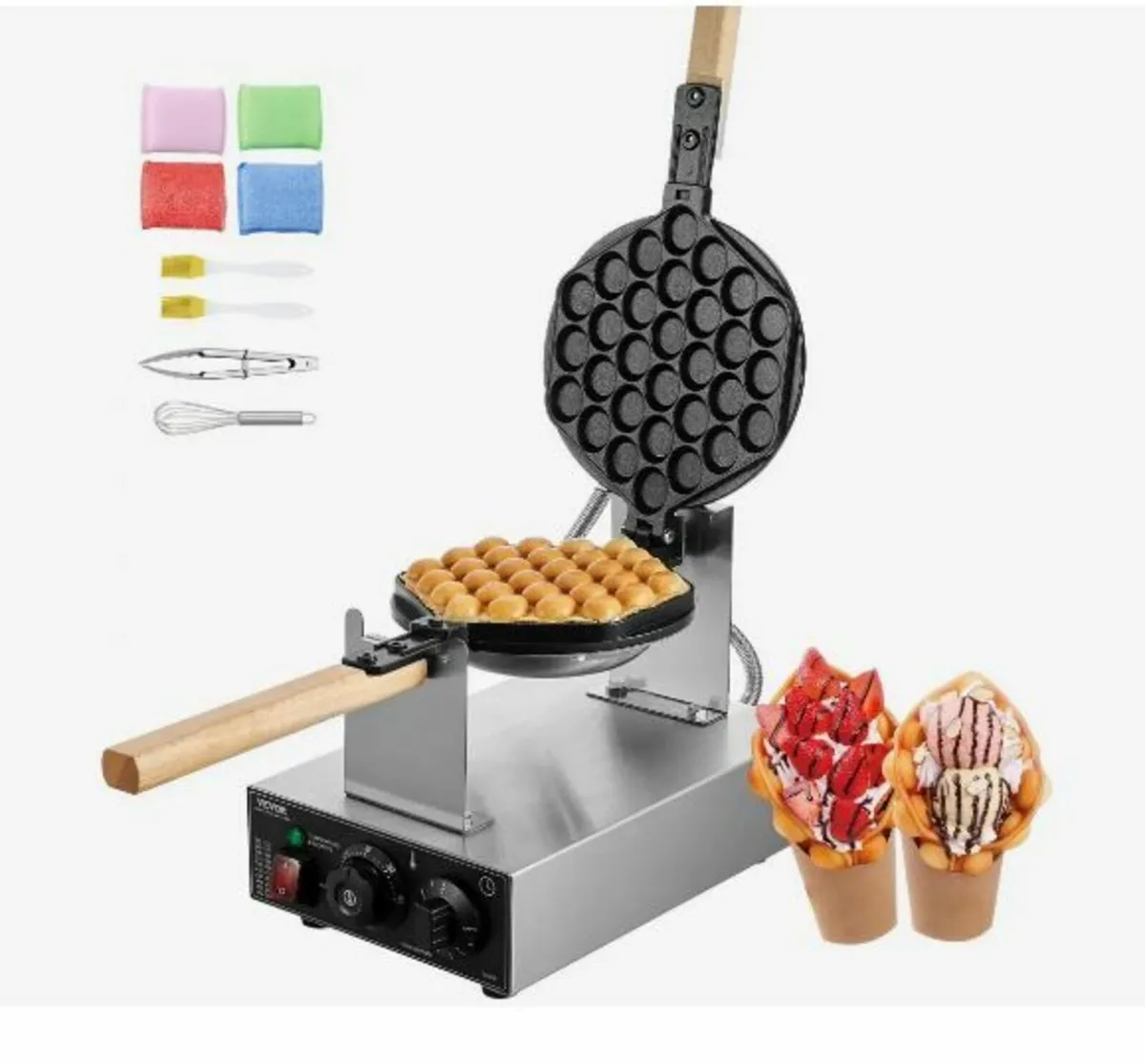 Commercial Bubble Waffle Maker, 1400W - Image 1