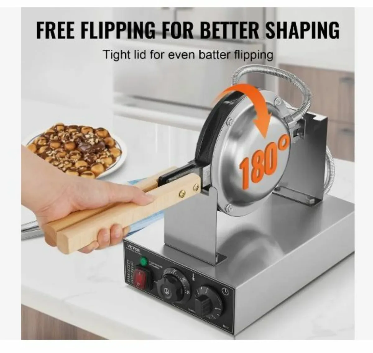 Commercial Bubble Waffle Maker, 1400W - Image 3