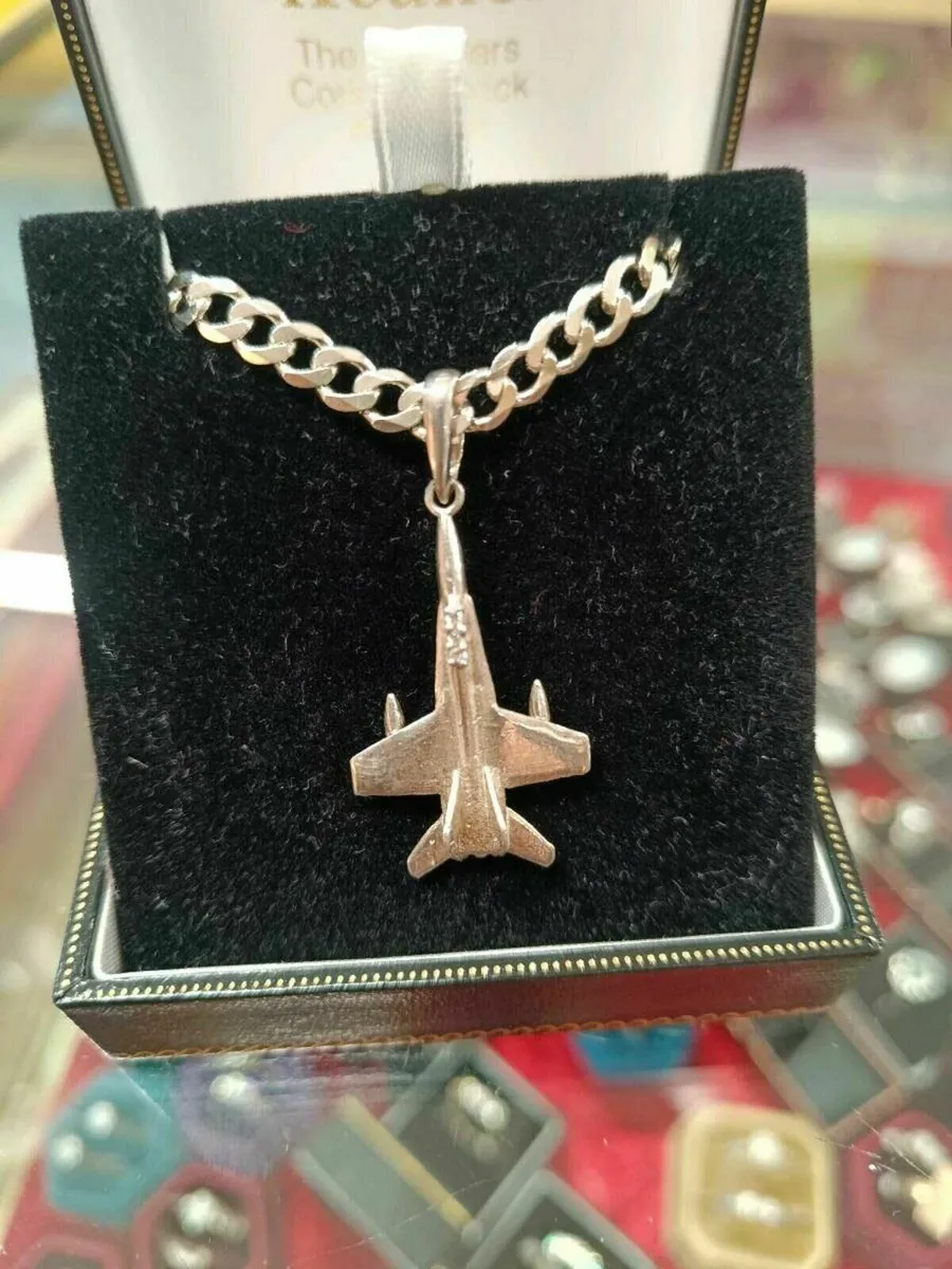 Silver Necklace Jet Plane Army - Image 2