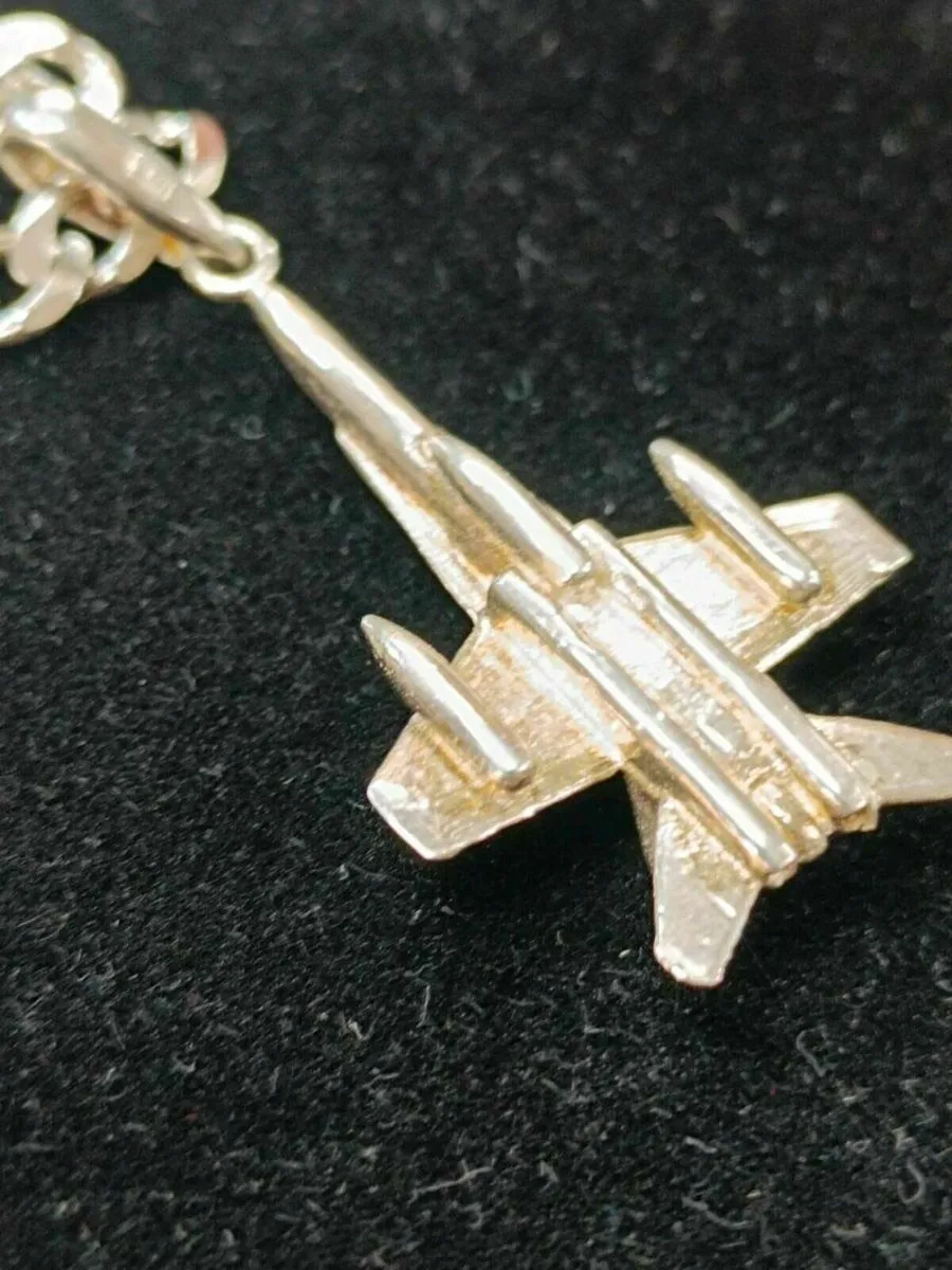 Silver Necklace Jet Plane Army - Image 3