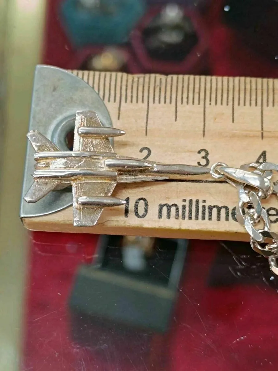 Silver Necklace Jet Plane Army - Image 4