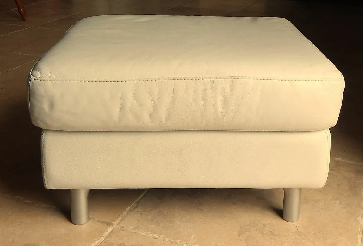 Large Leather Pouffe Stool - Image 2