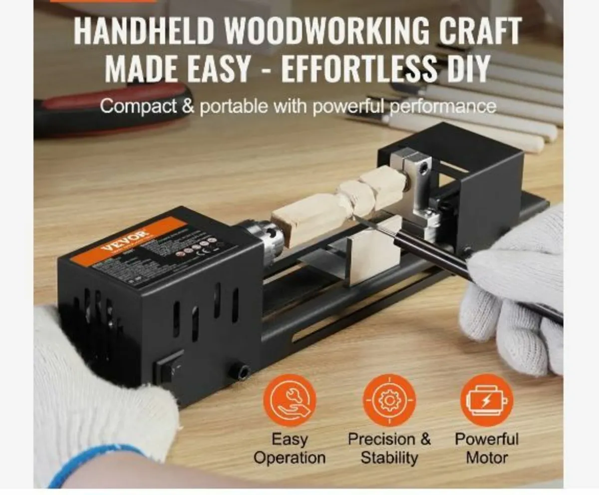 Mini Lathe Machine, 7 cm x 16 cm, 24VDC - Image 2