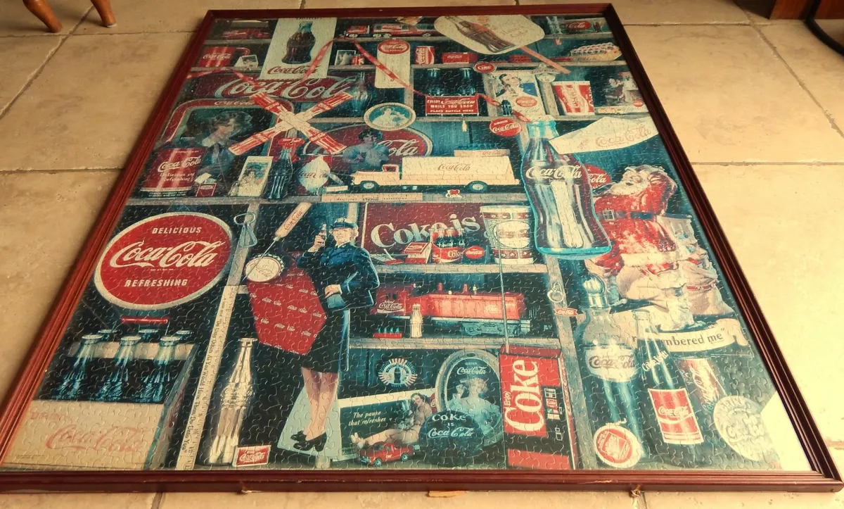 Large Vintage Framed Coca Cola Advertising Jigsaw - Image 4
