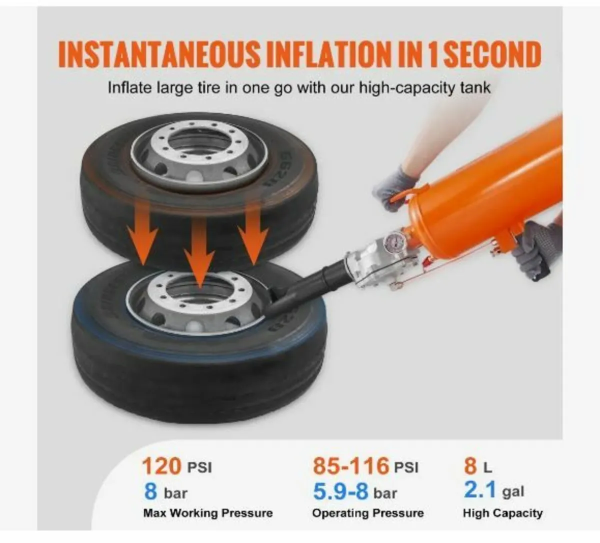 Tire Seater, 2.1 Gal/8 L Air Tire Blaster - Image 4