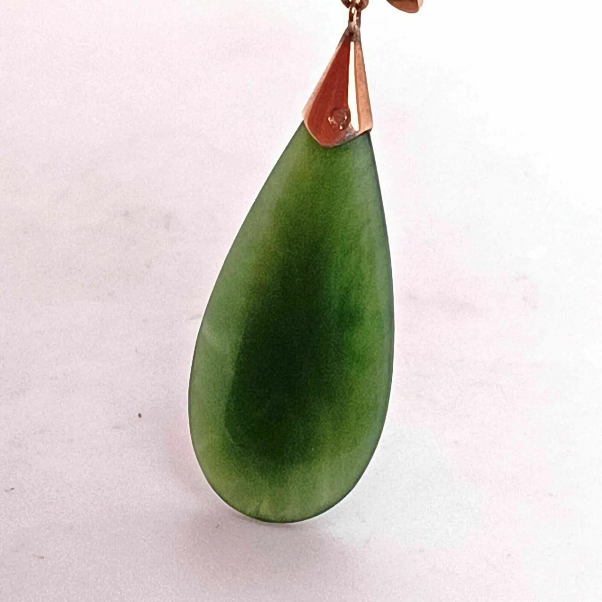 Chinese Long Life 9k Gold & Jade Pendant - Image 2