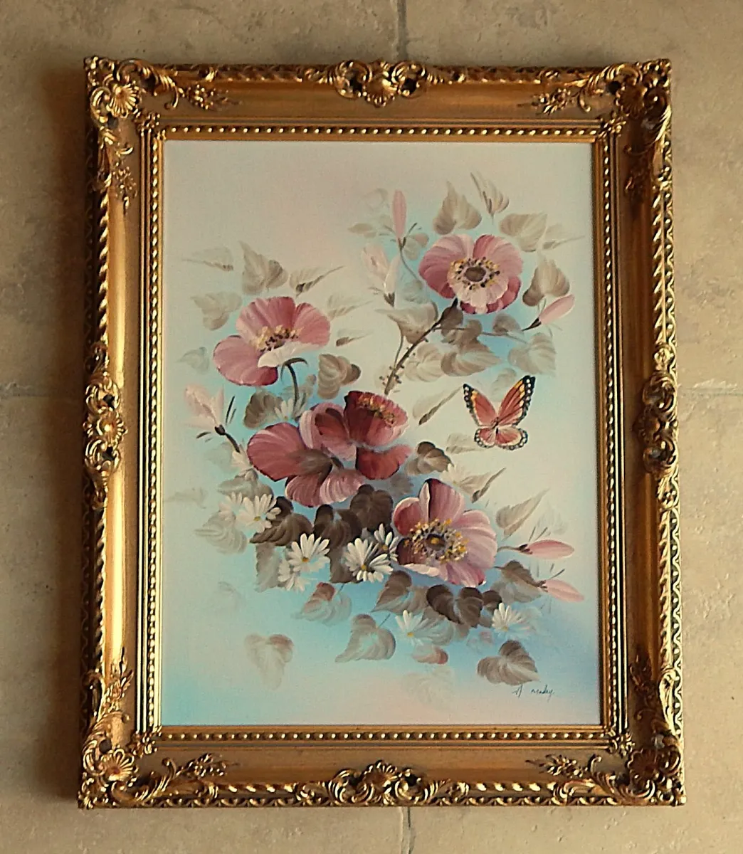 Large Signed Oil on Canvas in Ornate Wood Frame - Image 1