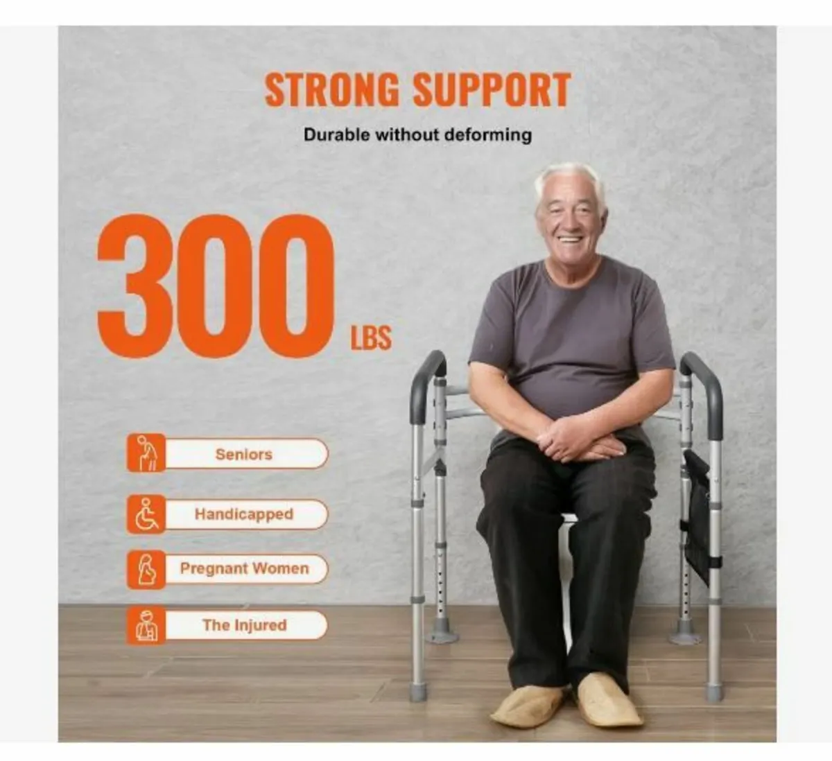 Toilet Safety Rail, 300 LBS Foldable Toilet Seat - Image 3