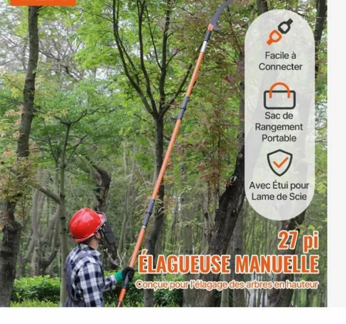 Manual Pole Saw, 2.2 - 8.2 m Extendable Tree Prune - Image 2