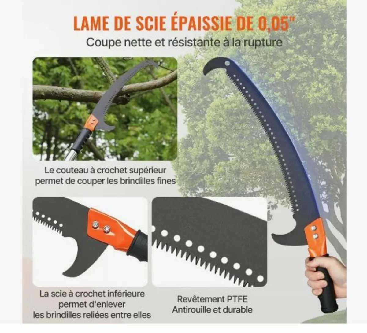 Manual Pole Saw, 2.2 - 8.2 m Extendable Tree Prune - Image 4