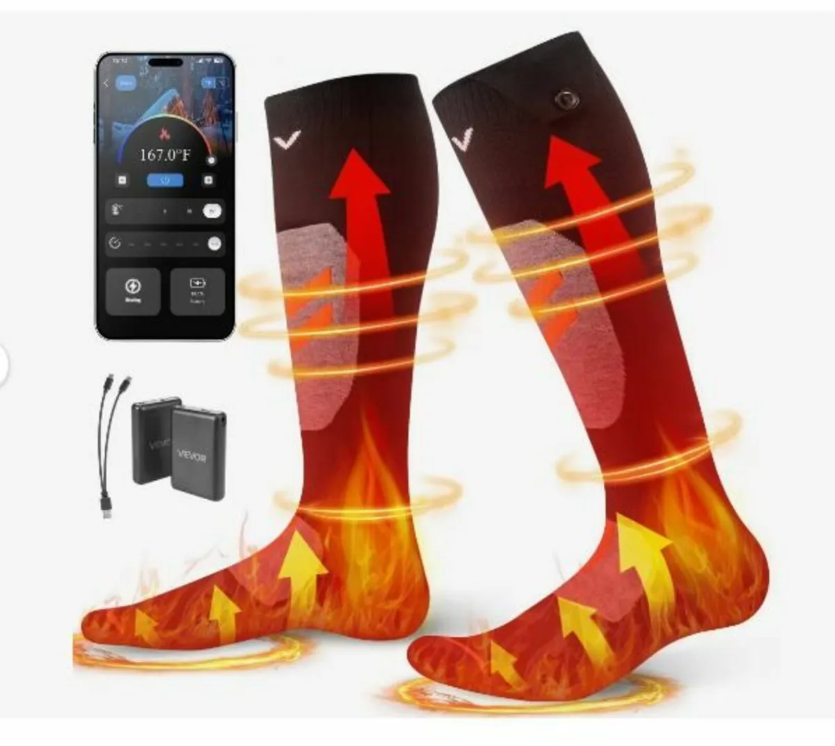 Heated Socks, Medium Size, 5000mAh Battery - Image 1