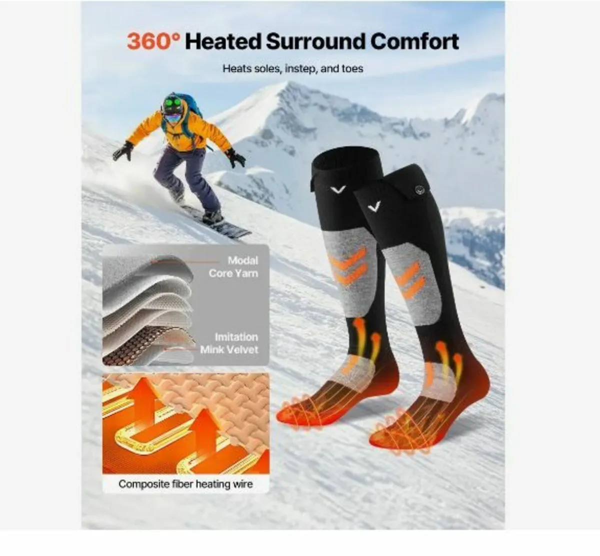 Heated Socks, Medium Size, 5000mAh Battery - Image 2