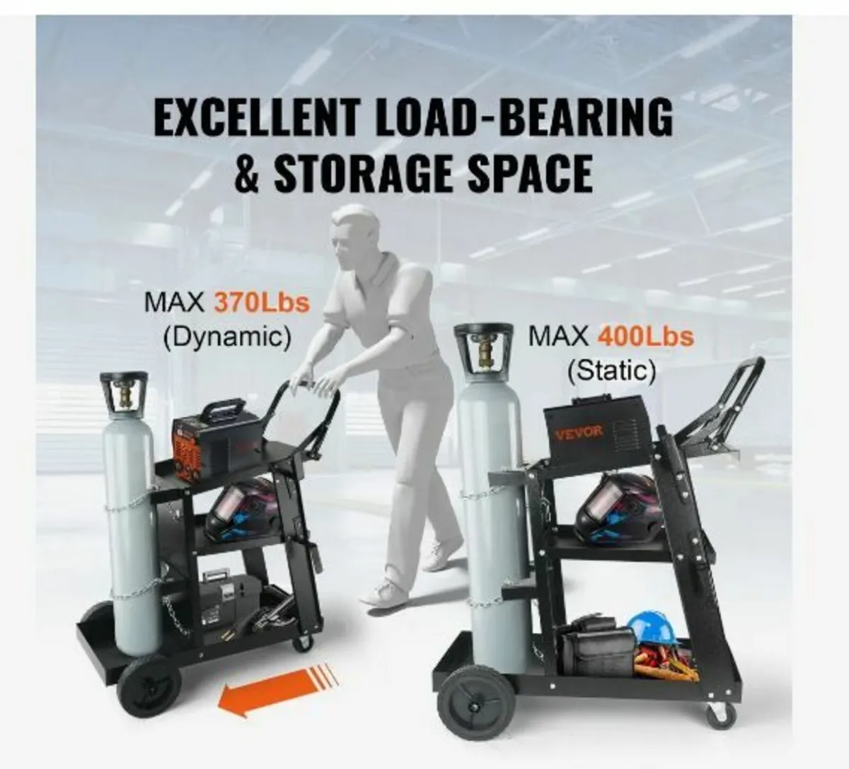 Welding Cart, 3-Tier Heavy Duty Welder Cart - Image 2