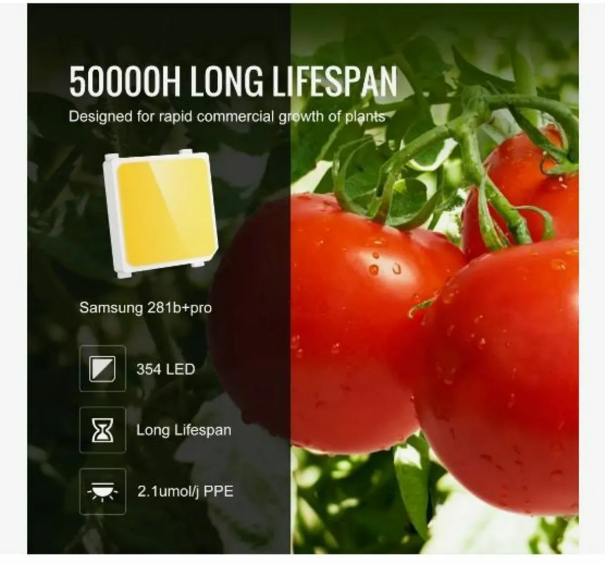 LED Grow Light, 150W Full Spectrum Dimmable - Image 2