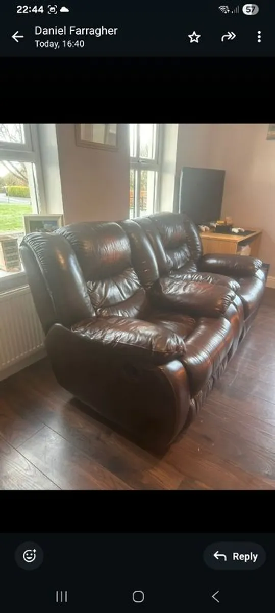 Two Leather Recliner Armchairs - Image 2