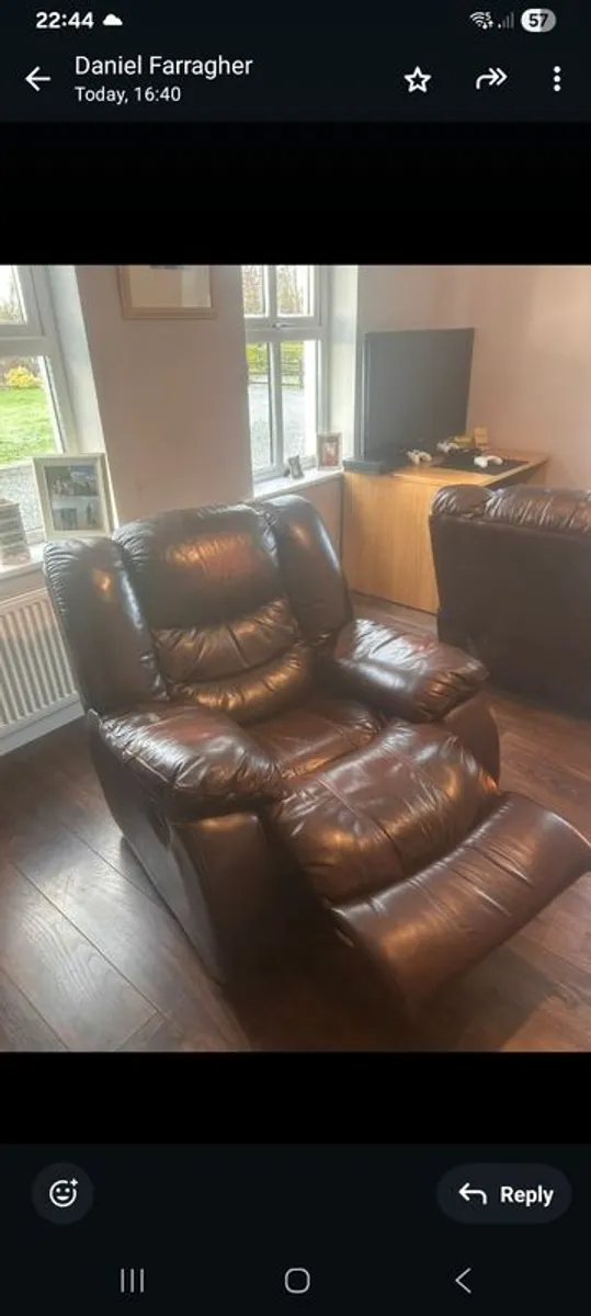 Two Leather Recliner Armchairs - Image 3