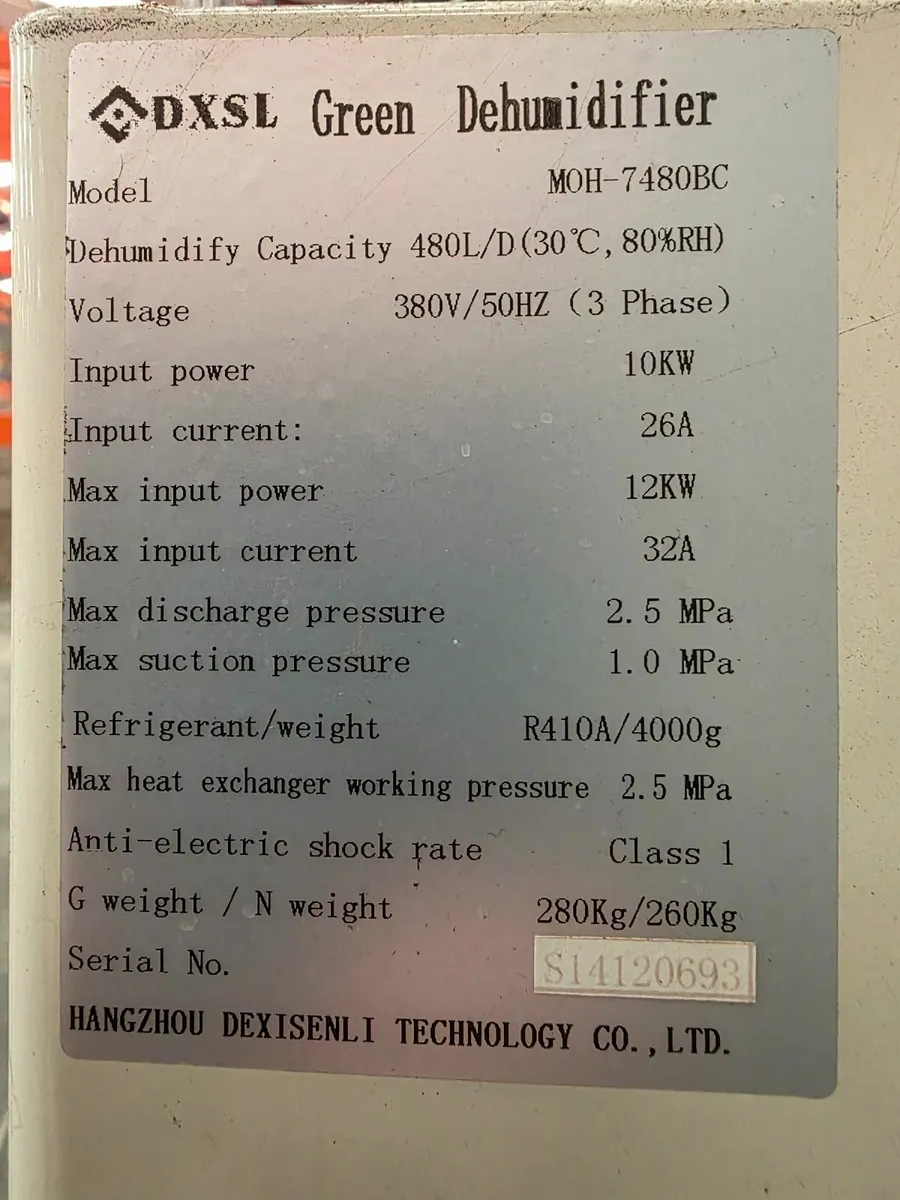 Industrial Dehumidifier DXSL MOH-7480 BC - Image 2