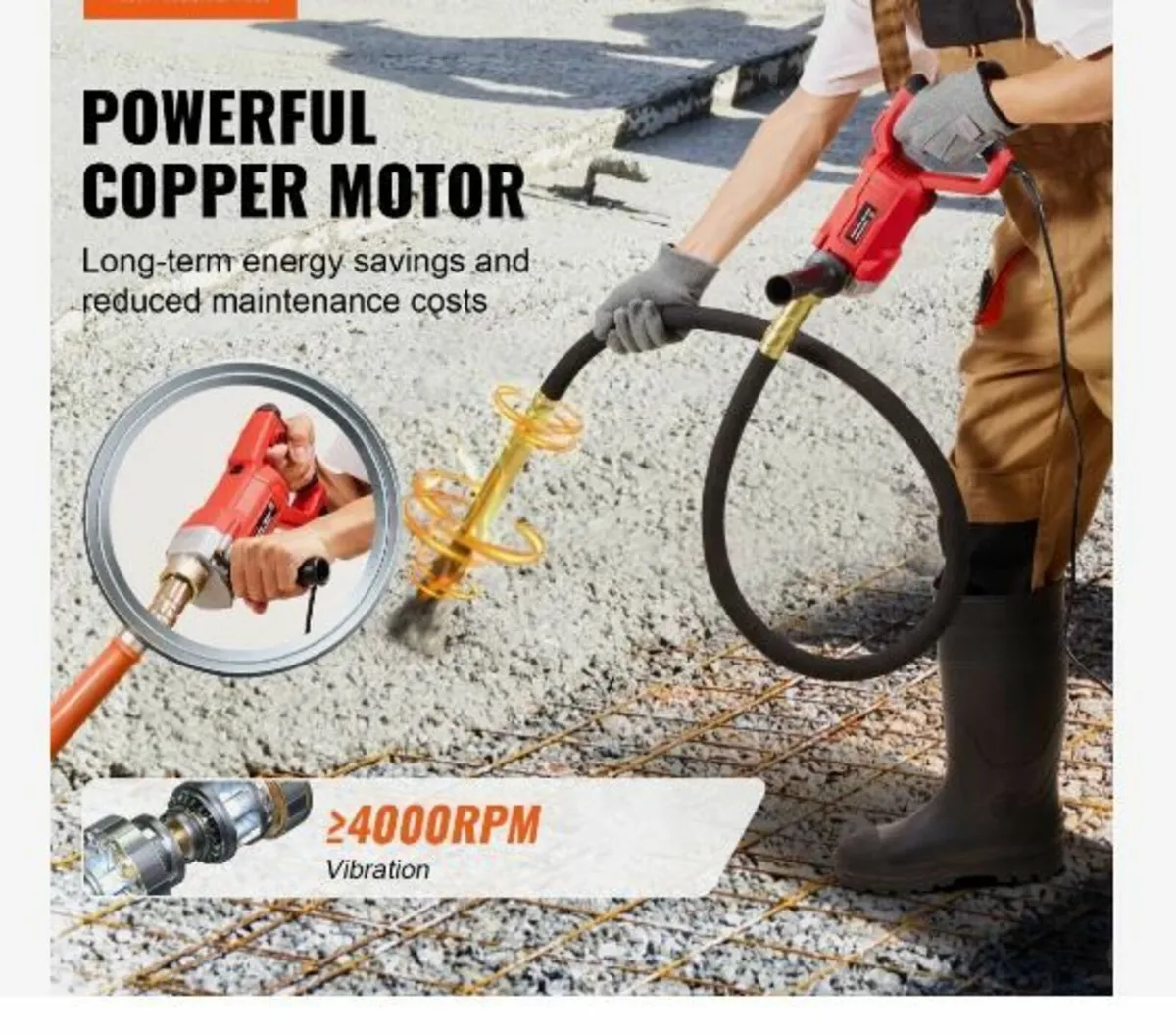 Handheld Concrete Vibrator, 960W - Image 3