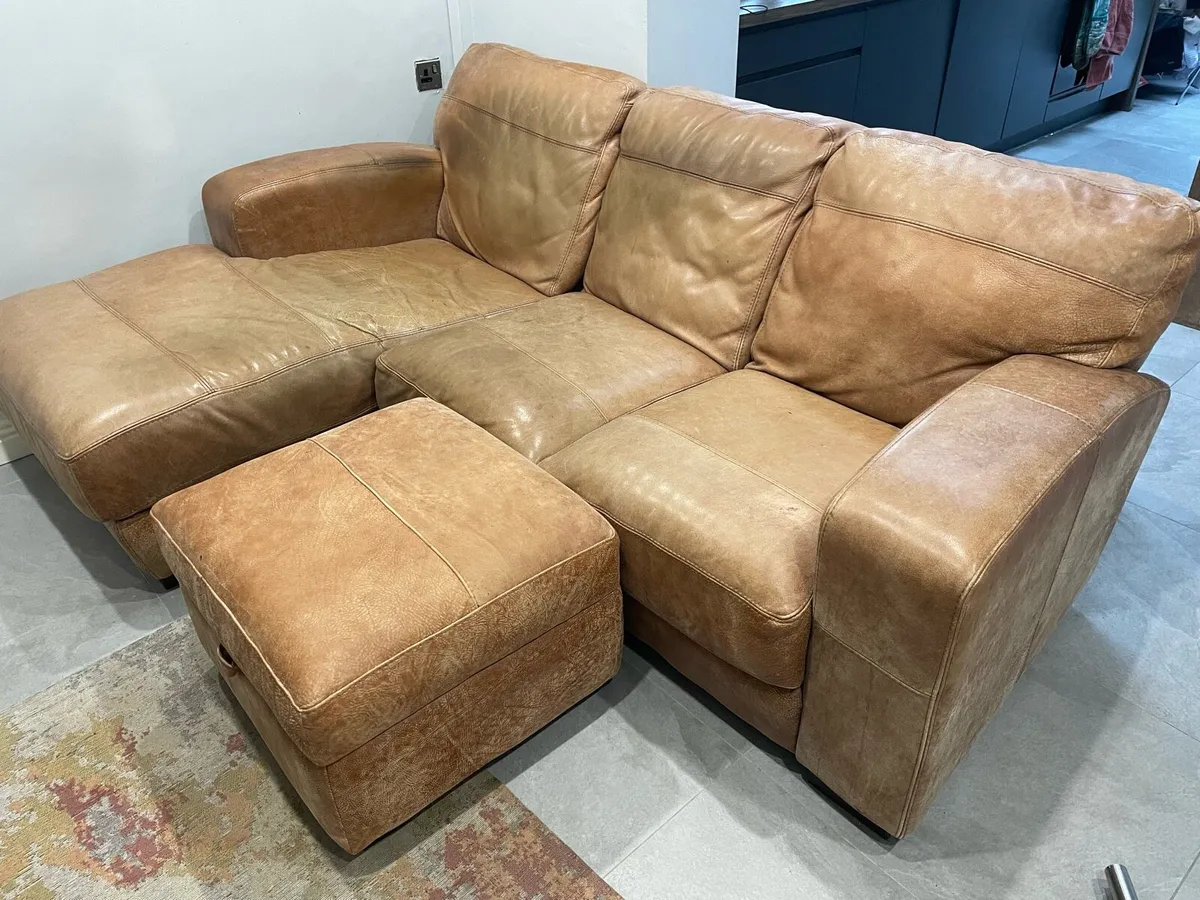 Left Hand Facing Leather Corner Sofa