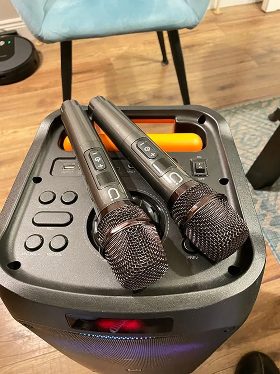 Large 500w JYX Party Speaker & Karaoke Machine PA System with 2 Wireless Microphones + 1 Wired Mic + Extra Lights - Image 3