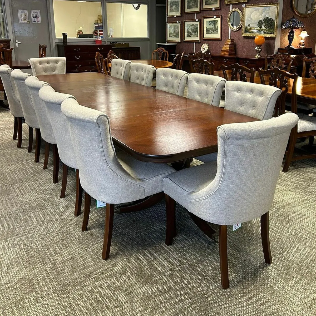 mahogany dining table & 12 chairs