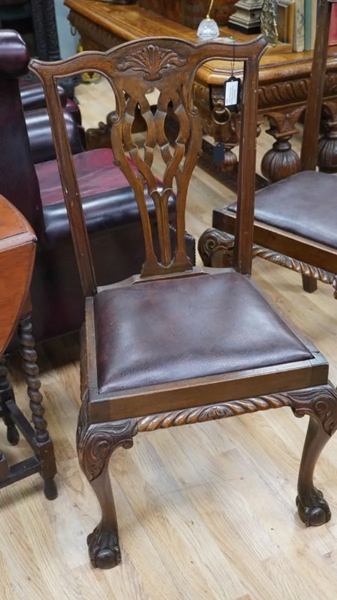Edwardian Chippendale-Style Beech Dining Chairs - Image 4