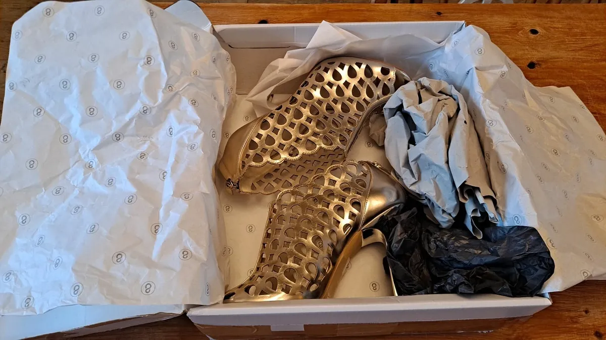 Gold High Heel Shoes - Image 2