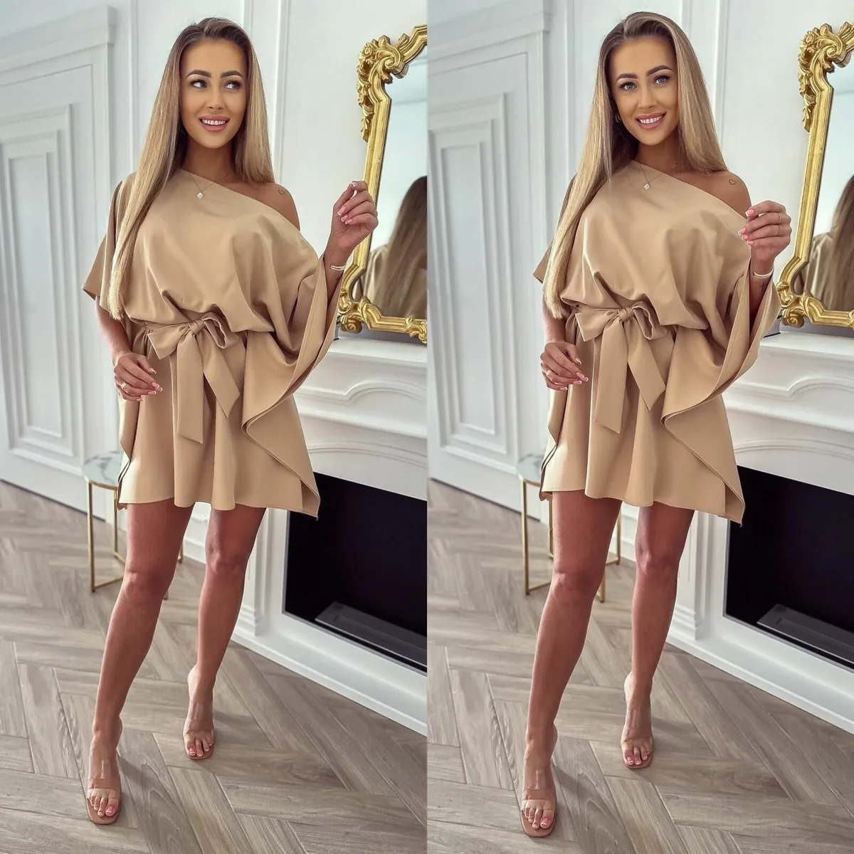 Dress batwings Oversize beige Xs-XL - Image 2