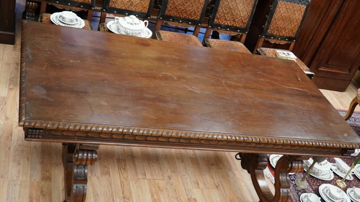 Spanish Renaissance Revival Walnut Dining Table - Image 3