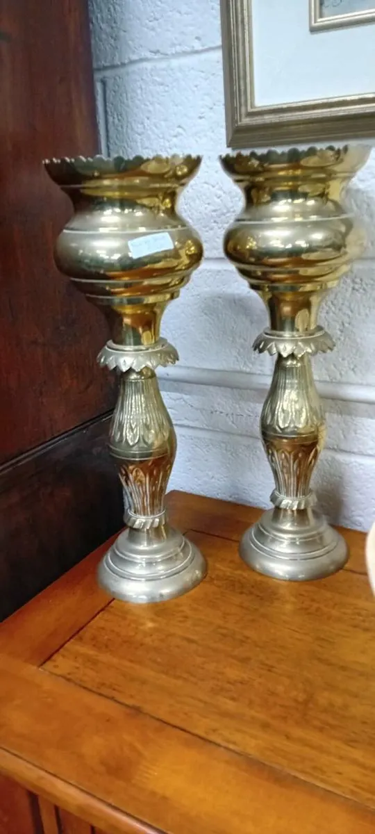 Pair Of Decorative Vintage Brass Vases - Image 1