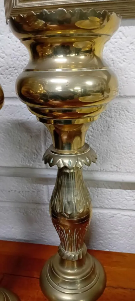 Pair Of Decorative Vintage Brass Vases - Image 2