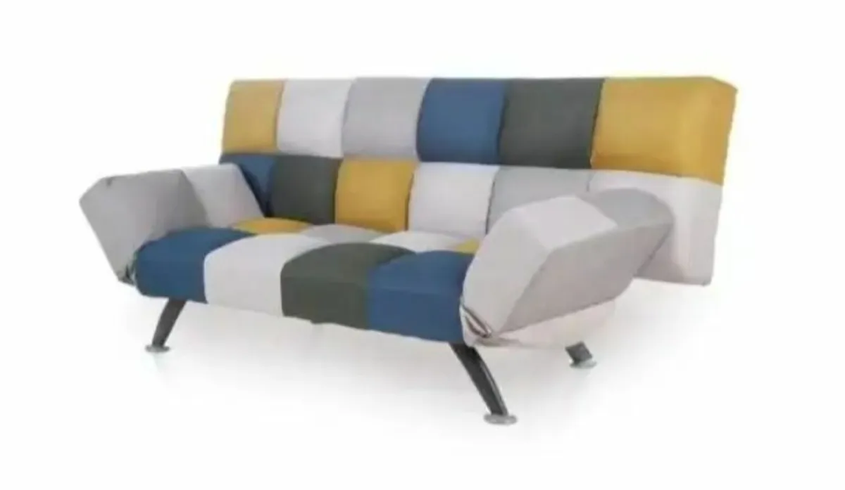 Boston Yellow & Blue Patchwork Sofa Bed - Image 3