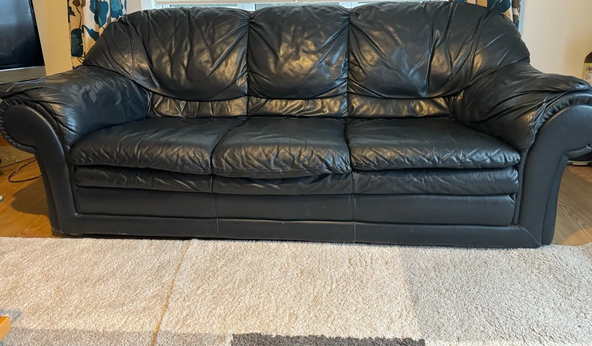 Genuinely Leather 3 Seaters Couch & Coffee Table - Image 1