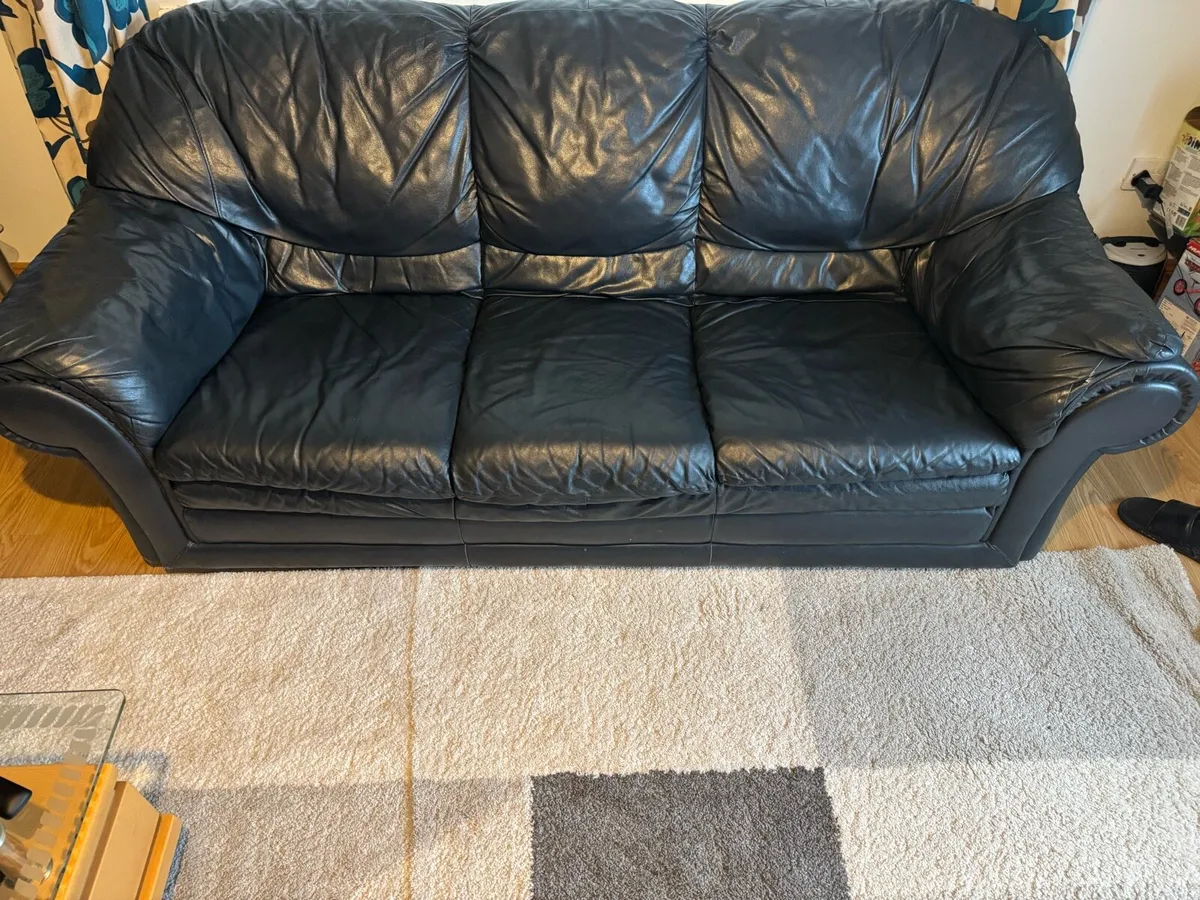 Genuinely Leather 3 Seaters Couch & Coffee Table - Image 3