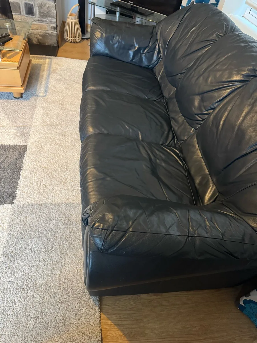 Genuinely Leather 3 Seaters Couch & Coffee Table - Image 4
