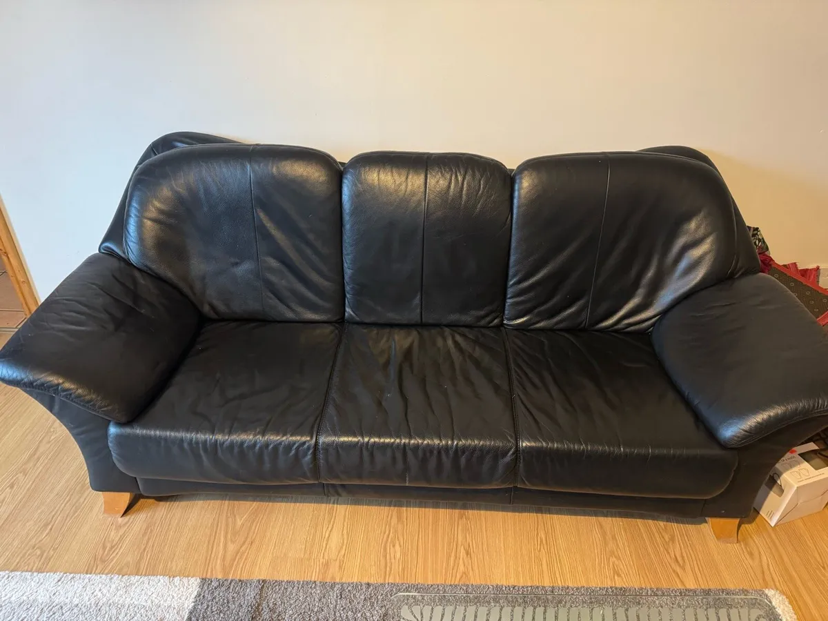 Genuinely Leather 3 Seaters Couch & Coffee Table - Image 2