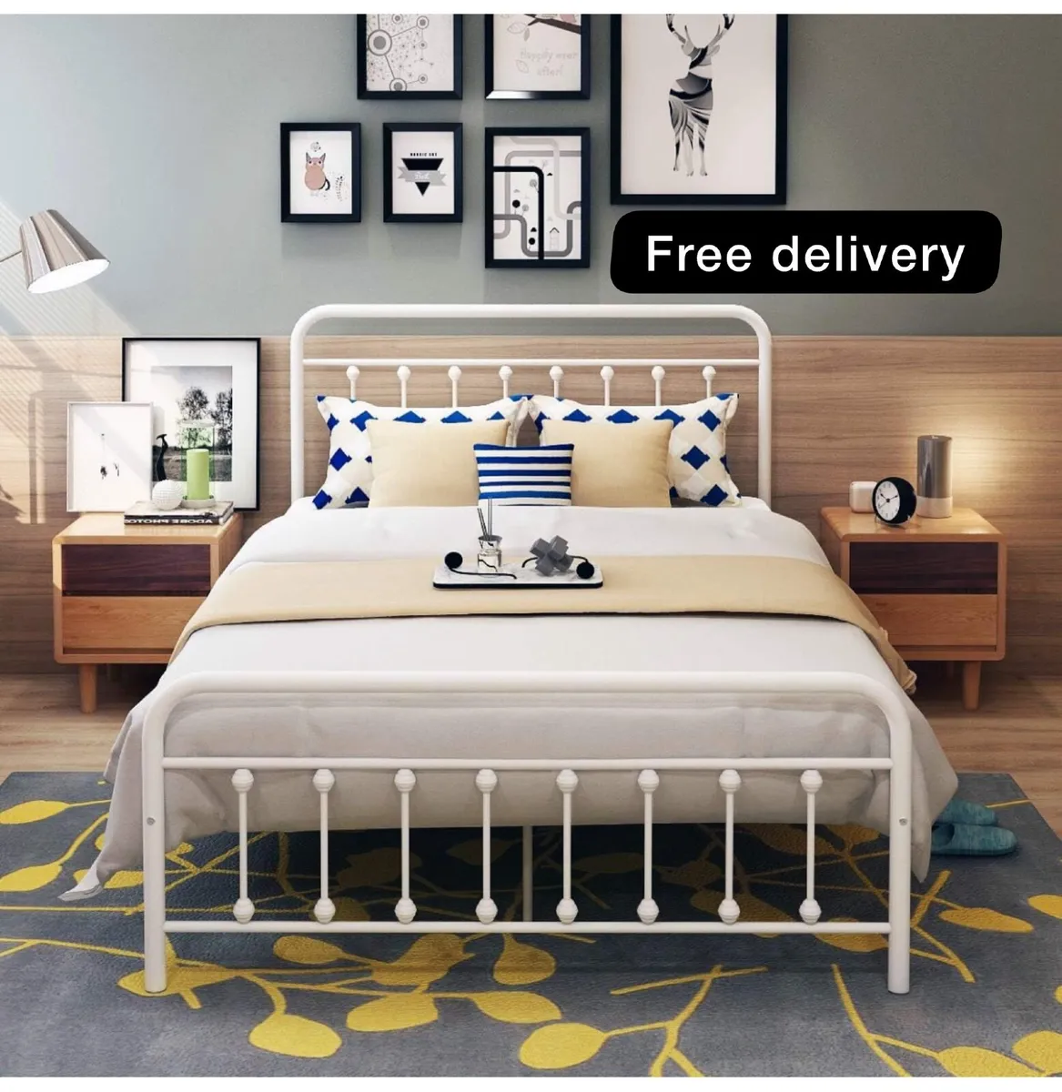 Double Bed Frame with Headboard and Footboard - Image 1