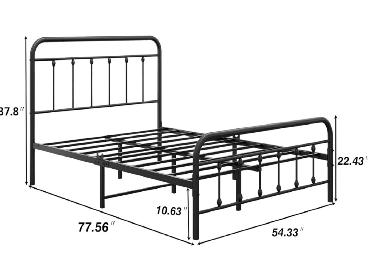 Double Bed Frame with Headboard and Footboard Heav - Image 2
