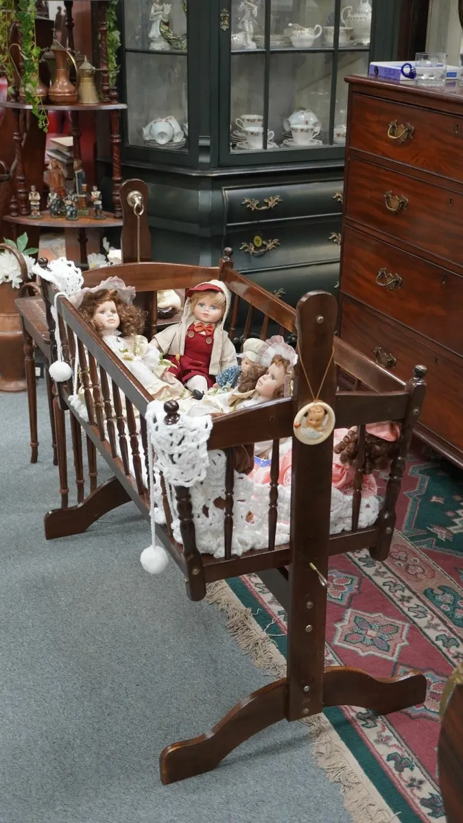 Vintage Wooden Baby Cradle - Image 1