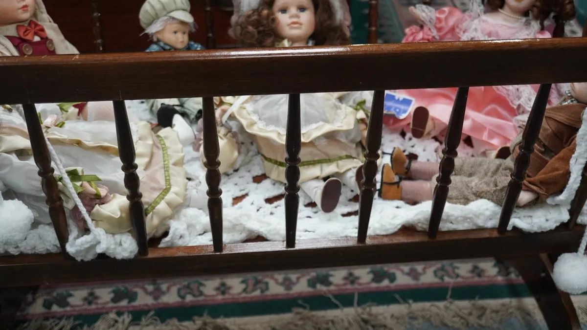 Vintage Wooden Baby Cradle - Image 4