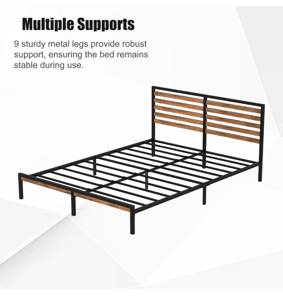 King Bed Frame, Vintage Wooden Headboard - Image 2