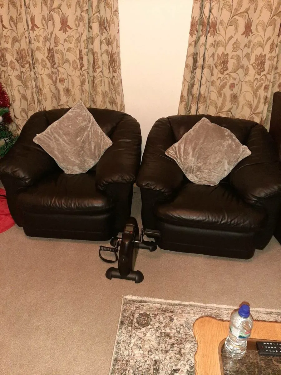 Leather couch 3+1+1 - Image 2