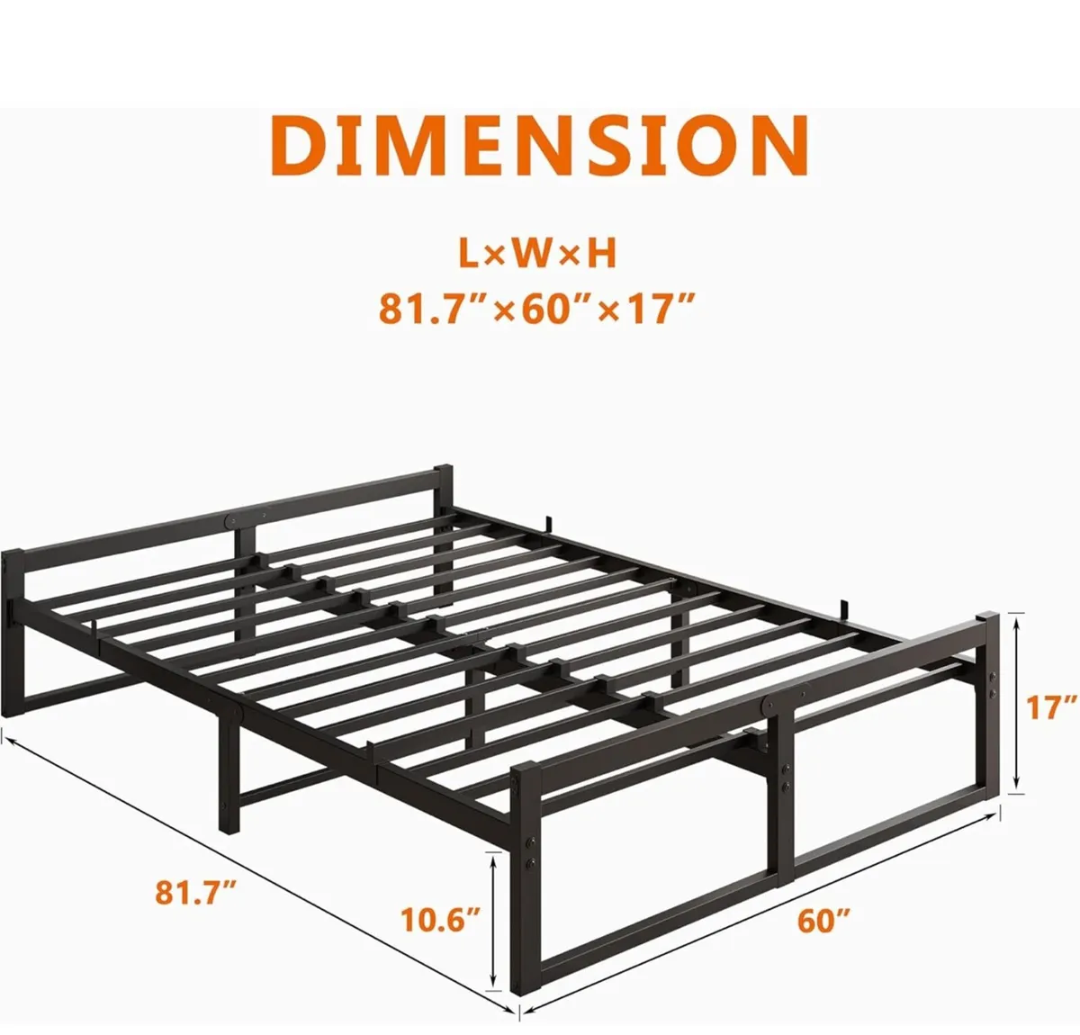King Size Metal Bed Frame Platform - Image 3