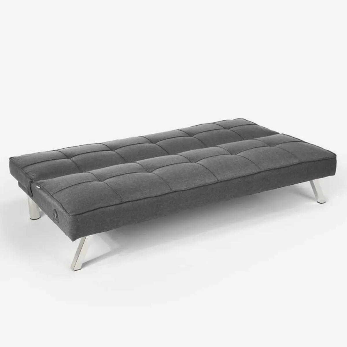Dark Grey Folding 3 Seater Fabric Sofa Bed - Image 2